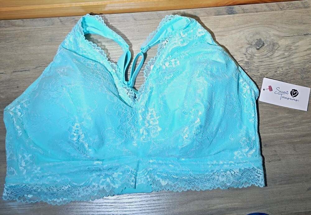 Secret Treasures Green Lace Bralette Bra 3XL Wireless Hook & Eye Adjustable